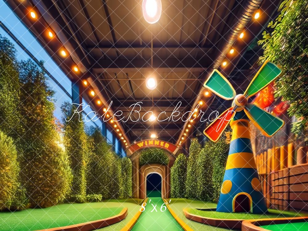 Kate Sports Mini Golf Moulin à vent Toile de fond conçue par Lidia Redekopp - Kate Backdrop FR