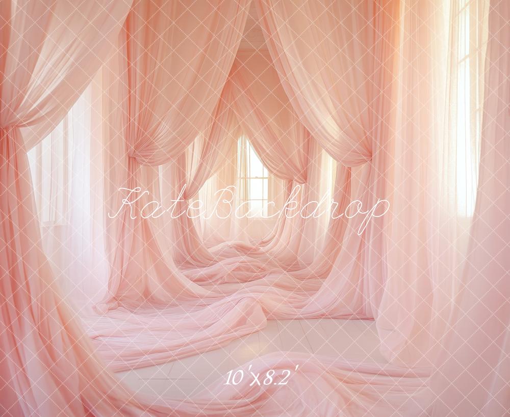 Kate Rideaux Rose Élégant Transparent Toile de fond conçue par Lidia Redekopp - Kate Backdrop FR