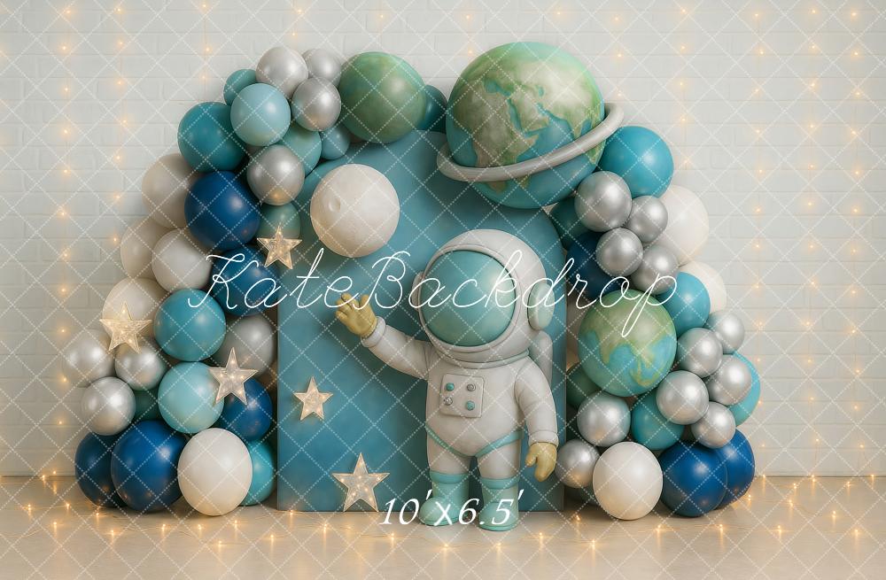 Kate Espace Astronaute Ballon Anniversaire Toile de fond conçu par Ashley Paul - Kate Backdrop FR