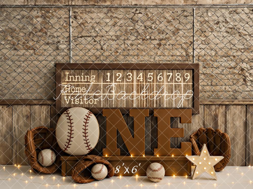 Kate Baseball Rustique Anniversaire Toile de fond conçu par Ashley Paul - Kate Backdrop FR
