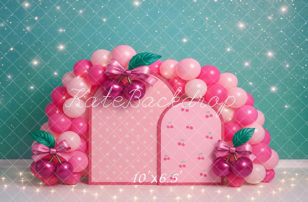 Kate Cerise Ballon Arche Anniversaire Toile de fond conçu par Ashley Paul - Kate Backdrop FR