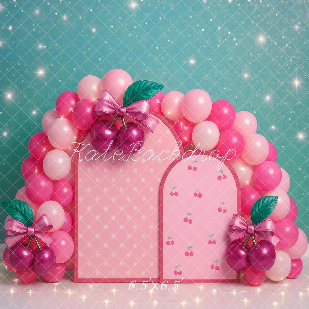 Kate Cerise Ballon Arche Anniversaire Toile de fond conçu par Ashley Paul - Kate Backdrop FR