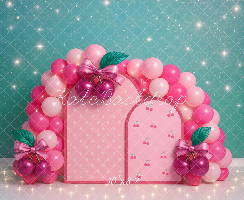 Kate Cerise Ballon Arche Anniversaire Toile de fond conçu par Ashley Paul - Kate Backdrop FR
