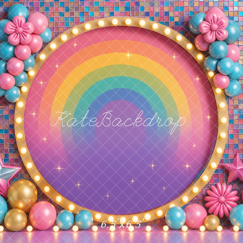 Kate Anniversaire Coloré Arc-en-ciel Ballons Toile de fond conçu par Ashley Paul - Kate Backdrop FR