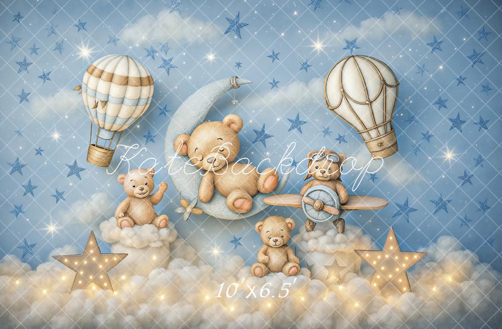 Kate Ours en peluche Montgolfière Anniversaire Toile de fond conçu par Ashley Paul - Kate Backdrop FR