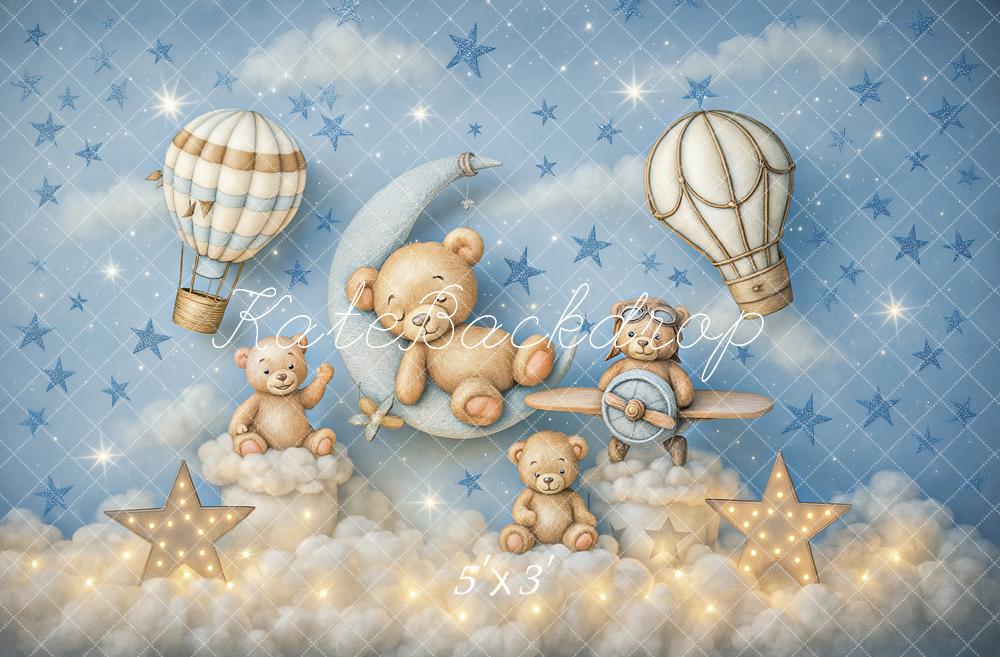 Kate Ours en peluche Montgolfière Anniversaire Toile de fond conçu par Ashley Paul - Kate Backdrop FR