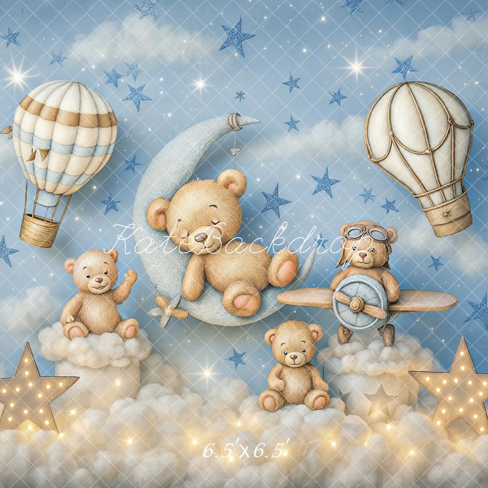 Kate Ours en peluche Montgolfière Anniversaire Toile de fond conçu par Ashley Paul - Kate Backdrop FR