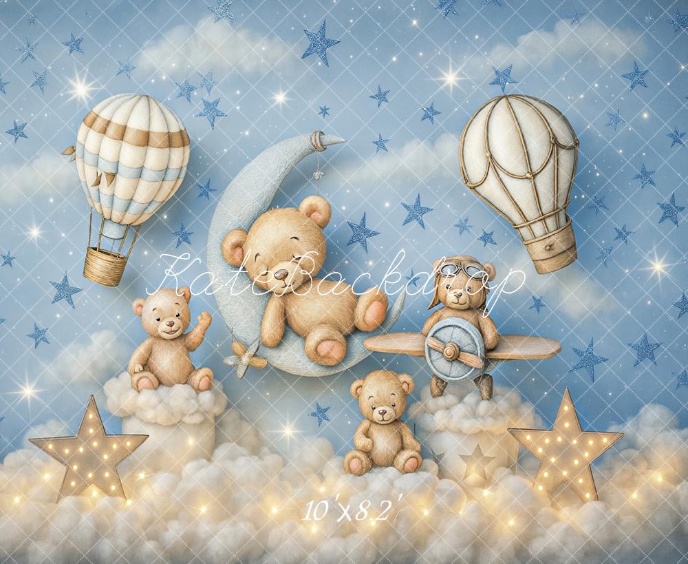 Kate Ours en peluche Montgolfière Anniversaire Toile de fond conçu par Ashley Paul - Kate Backdrop FR