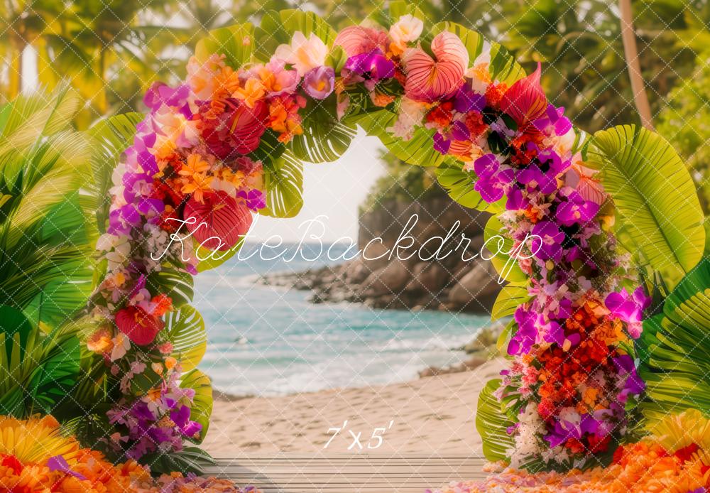 Kate Été Tropical Fleur Arche Plage Toile de fond conçue par Mini MakeBelieve - Kate Backdrop FR