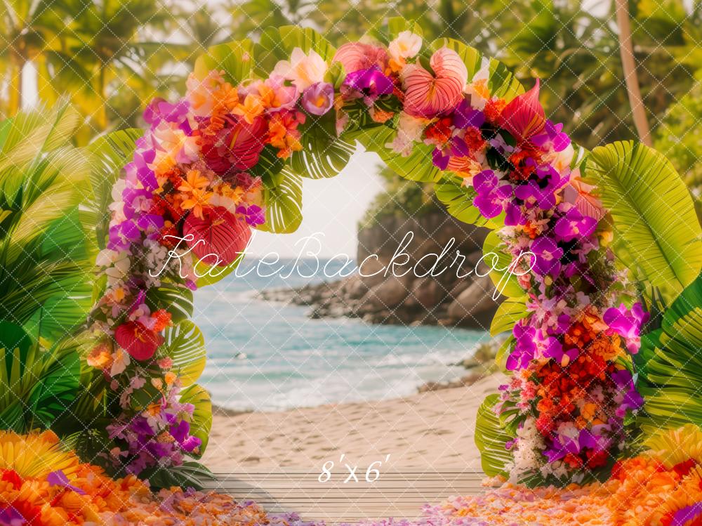 Kate Été Tropical Fleur Arche Plage Toile de fond conçue par Mini MakeBelieve - Kate Backdrop FR