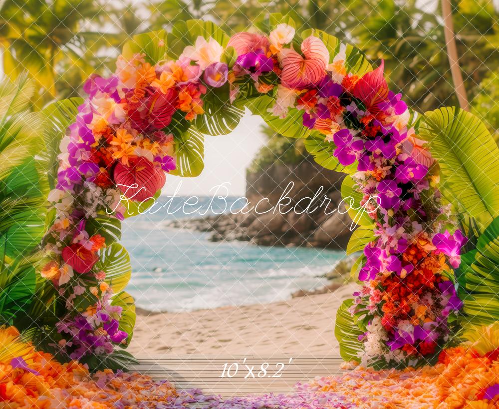 Kate Été Tropical Fleur Arche Plage Toile de fond conçue par Mini MakeBelieve - Kate Backdrop FR