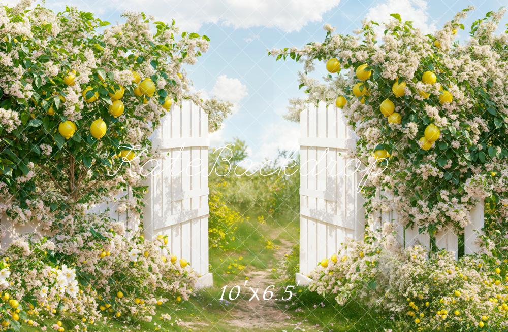 Kate Été Citron Jardin Fleurs Portail Toile de fond conçue par Emetselch - Kate Backdrop FR