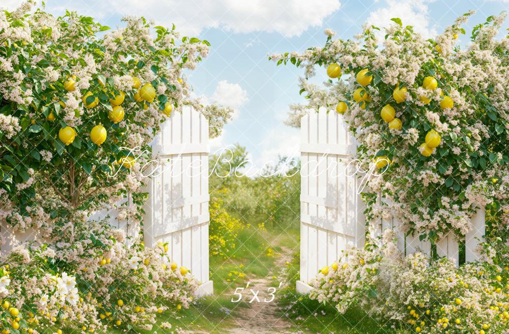 Kate Été Citron Jardin Fleurs Portail Toile de fond conçue par Emetselch - Kate Backdrop FR