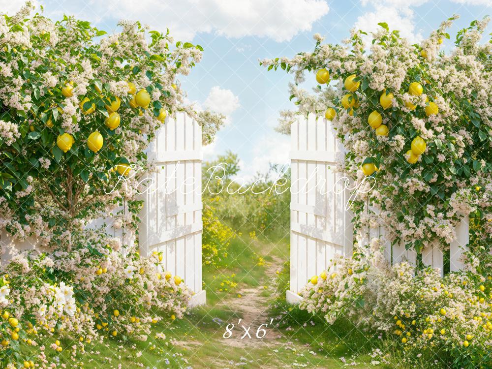 Kate Été Citron Jardin Fleurs Portail Toile de fond conçue par Emetselch - Kate Backdrop FR