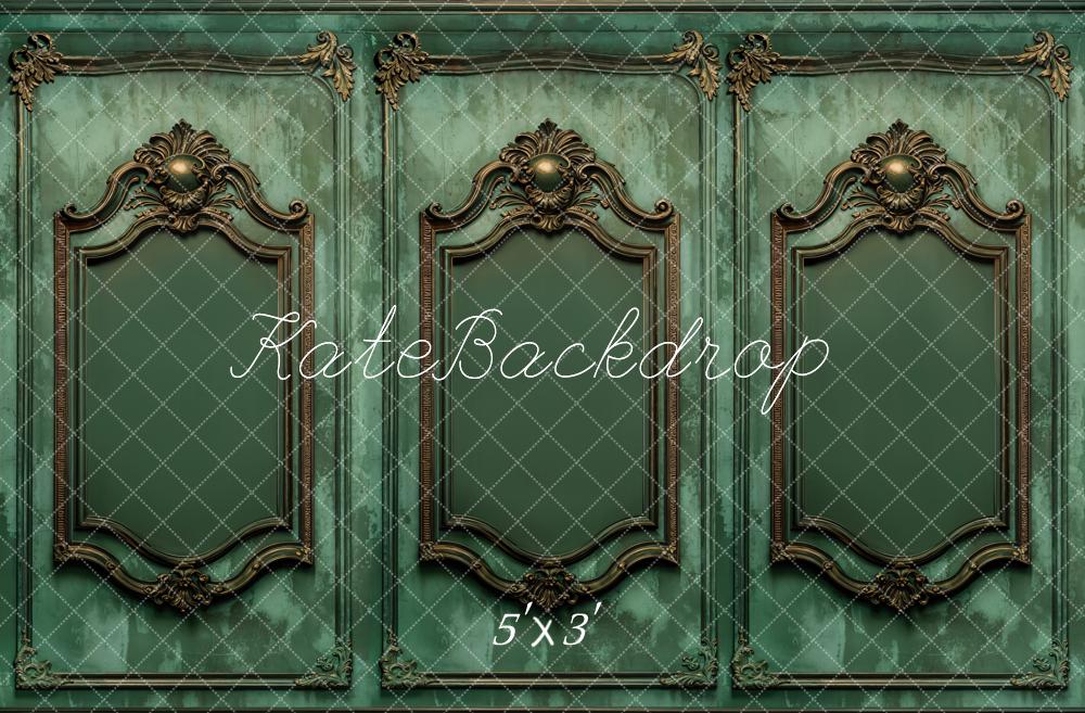 Kate Mur Vintage Vert Orné Boudoir Toile de fond conçue par Kate Image - Kate Backdrop FR