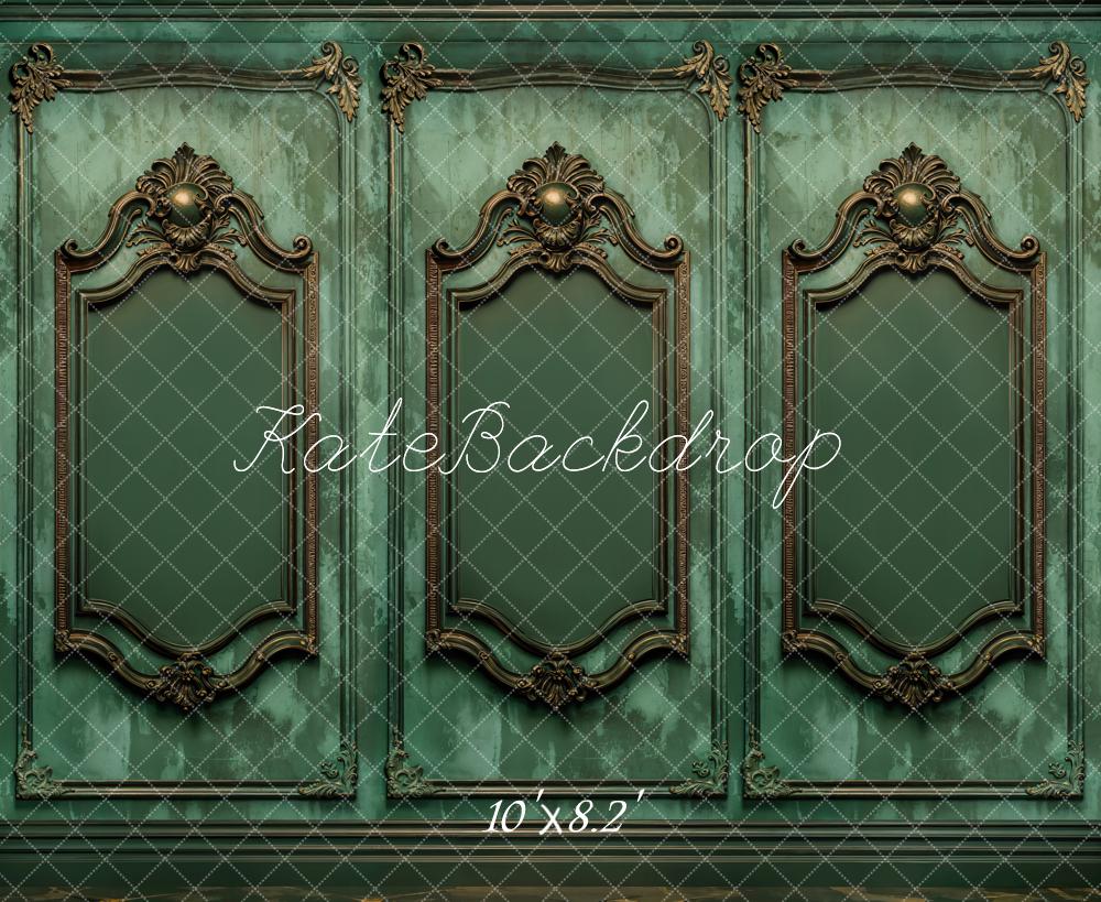 Kate Mur Vintage Vert Orné Boudoir Toile de fond conçue par Kate Image - Kate Backdrop FR