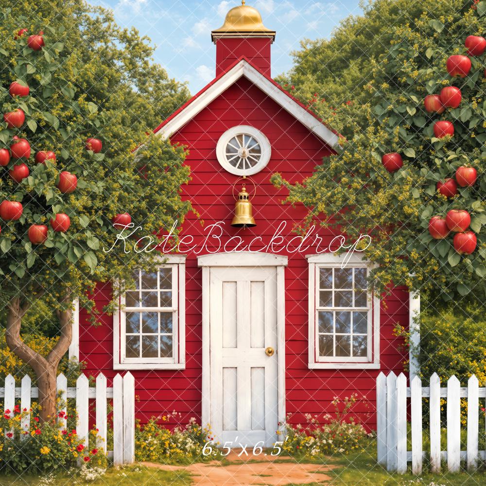 Kate Scolaire École Rouge Pommes Jardin Toile de fond conçue par Emetselch - Kate Backdrop FR