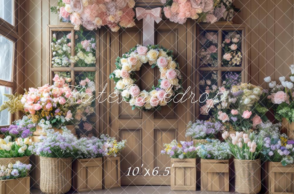 Kate Printemps Couronne Florale Mur en Bois Toile de fond conçue par Mini MakeBelieve - Kate Backdrop FR