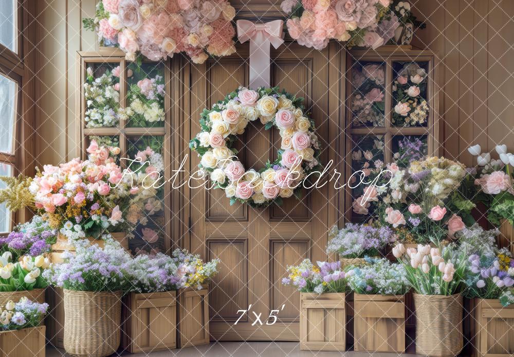 Kate Printemps Couronne Florale Mur en Bois Toile de fond conçue par Mini MakeBelieve - Kate Backdrop FR