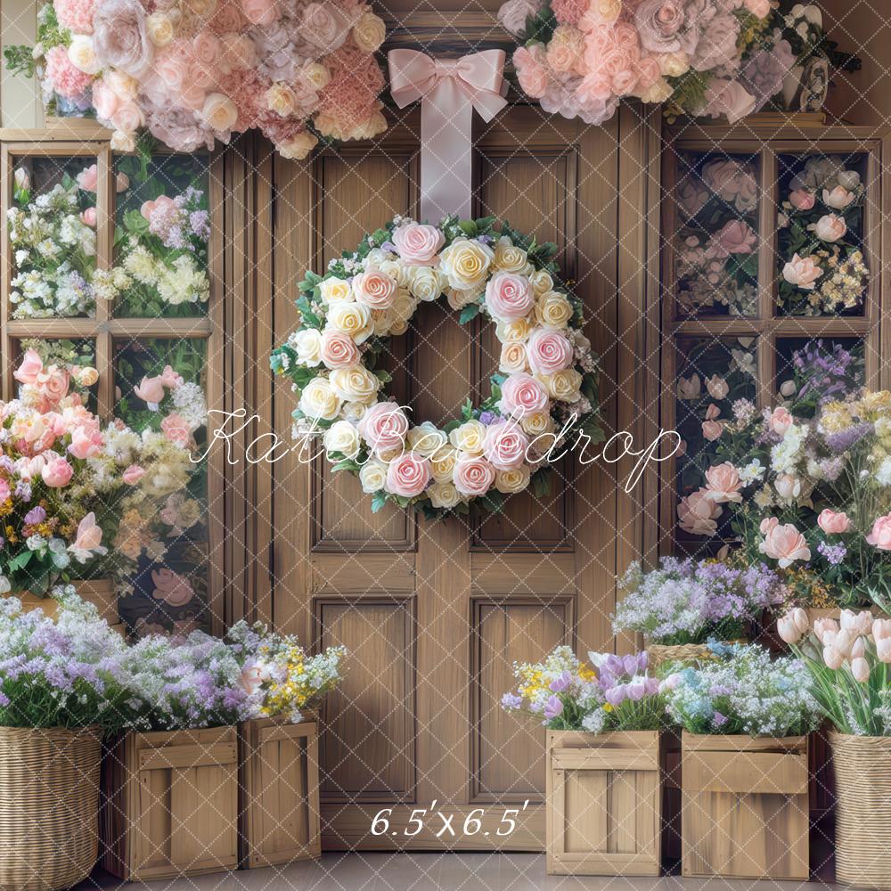 Kate Printemps Couronne Florale Mur en Bois Toile de fond conçue par Mini MakeBelieve - Kate Backdrop FR