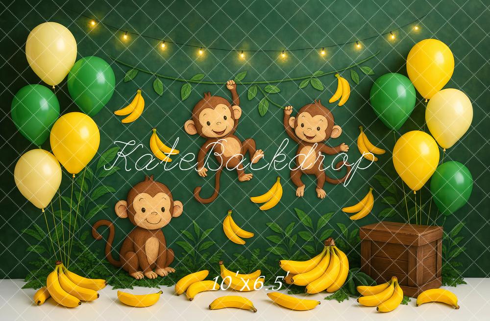 Kate Banane Singe Ballons Cake Smash Toile de fond conçu par Ashley Paul - Kate Backdrop FR