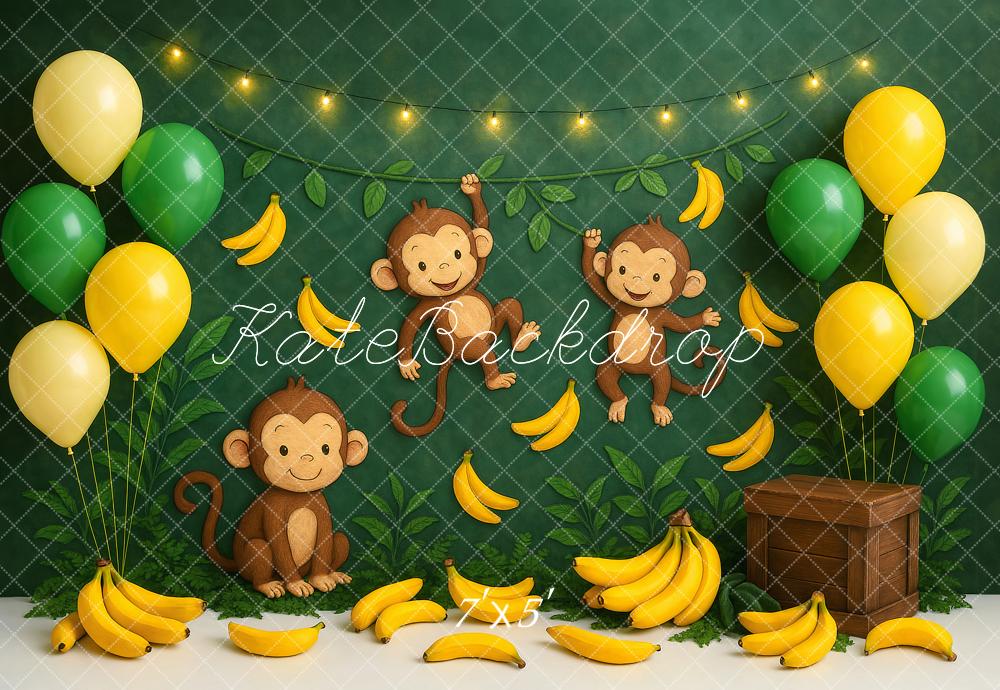 Kate Banane Singe Ballons Cake Smash Toile de fond conçu par Ashley Paul - Kate Backdrop FR