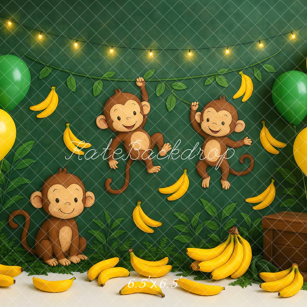 Kate Banane Singe Ballons Cake Smash Toile de fond conçu par Ashley Paul - Kate Backdrop FR