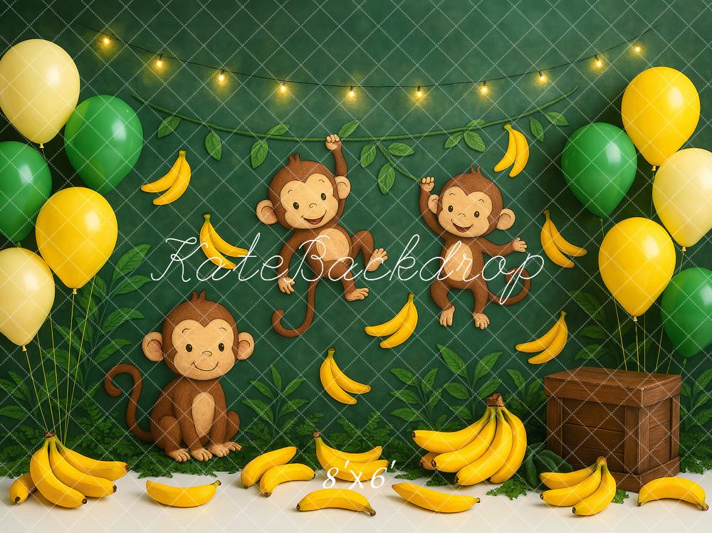 Kate Banane Singe Ballons Cake Smash Toile de fond conçu par Ashley Paul - Kate Backdrop FR