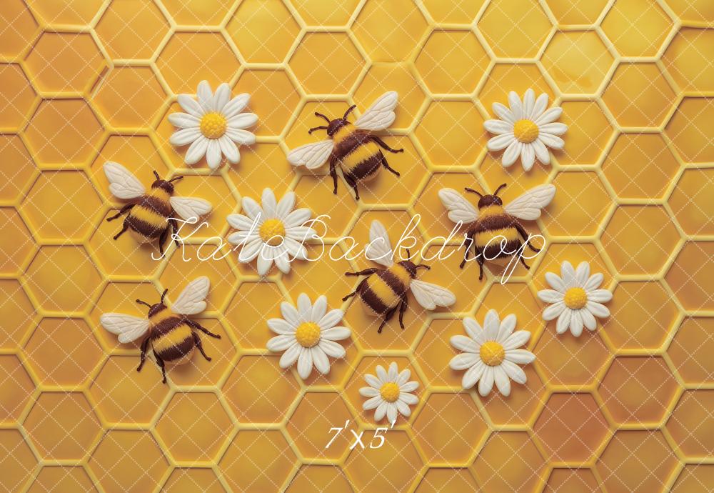 Kate Nid d'abeille Abeille Pâquerette Toile de fond conçu par Ashley Paul - Kate Backdrop FR