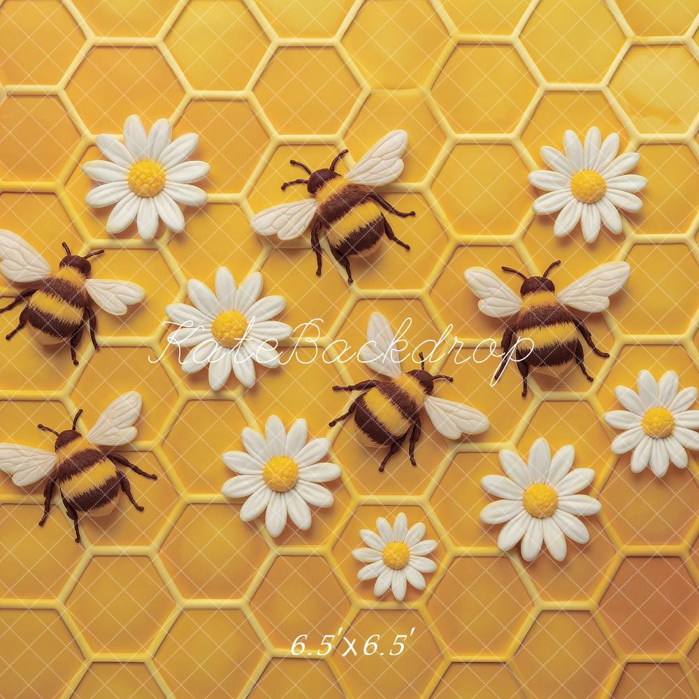 Kate Nid d'abeille Abeille Pâquerette Toile de fond conçu par Ashley Paul - Kate Backdrop FR