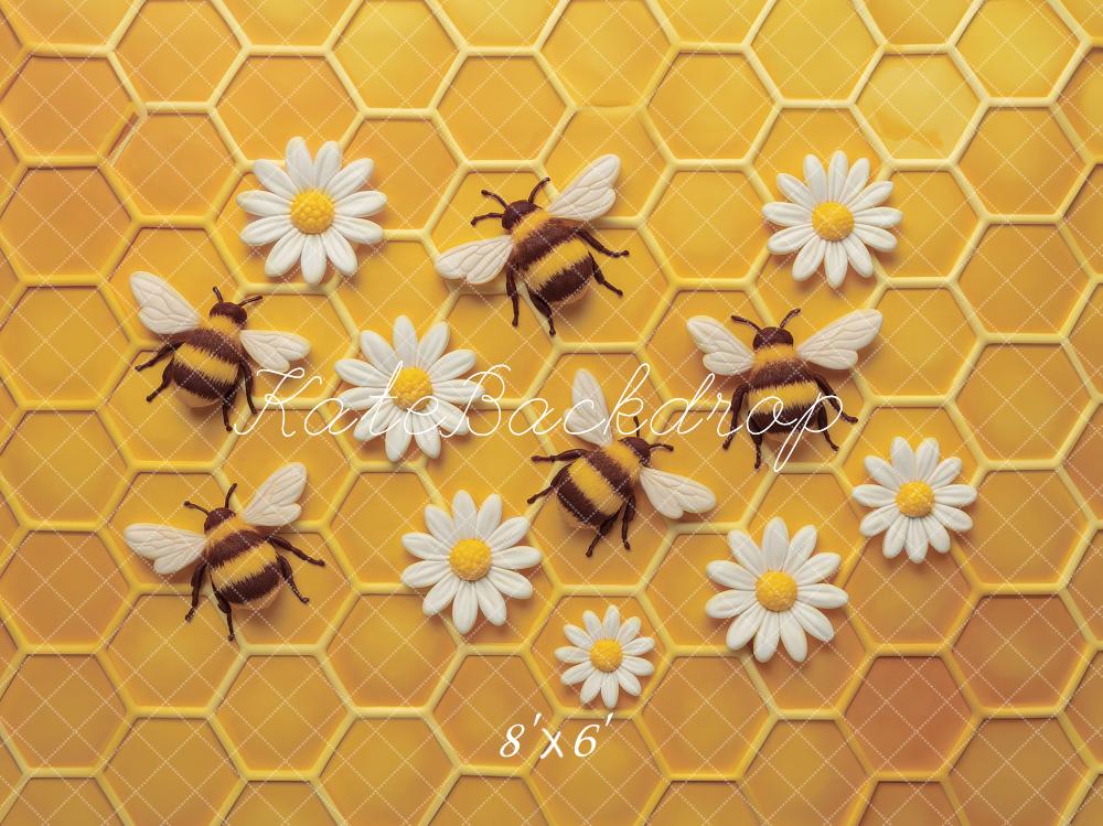 Kate Nid d'abeille Abeille Pâquerette Toile de fond conçu par Ashley Paul - Kate Backdrop FR