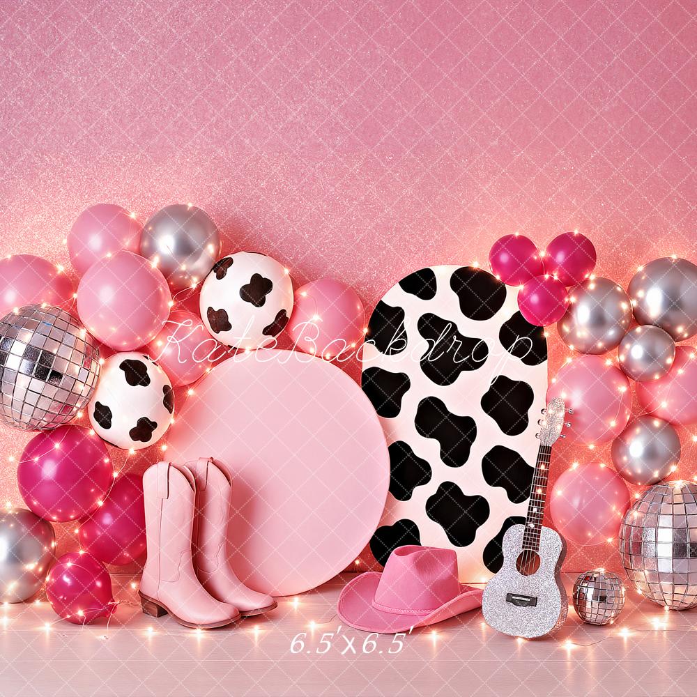 Kate Anniversaire Rose Ballons Guitare Disco Toile de fond conçu par Ashley Paul - Kate Backdrop FR