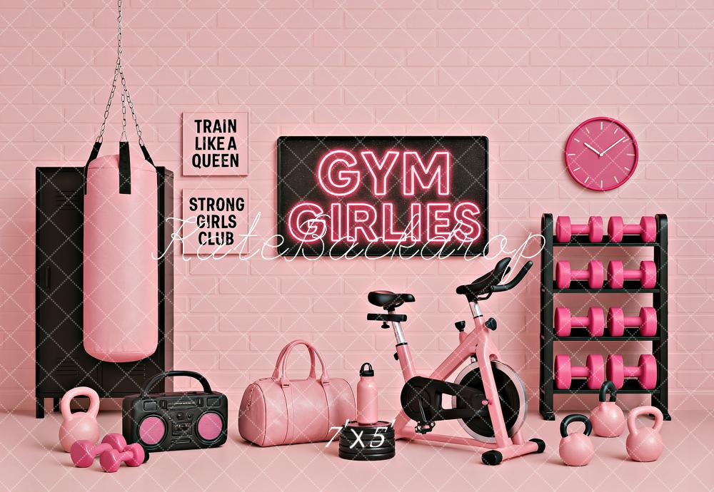 Kate Anniversaire Rose Salle de Gym Toile de fond conçu par Ashley Paul - Kate Backdrop FR