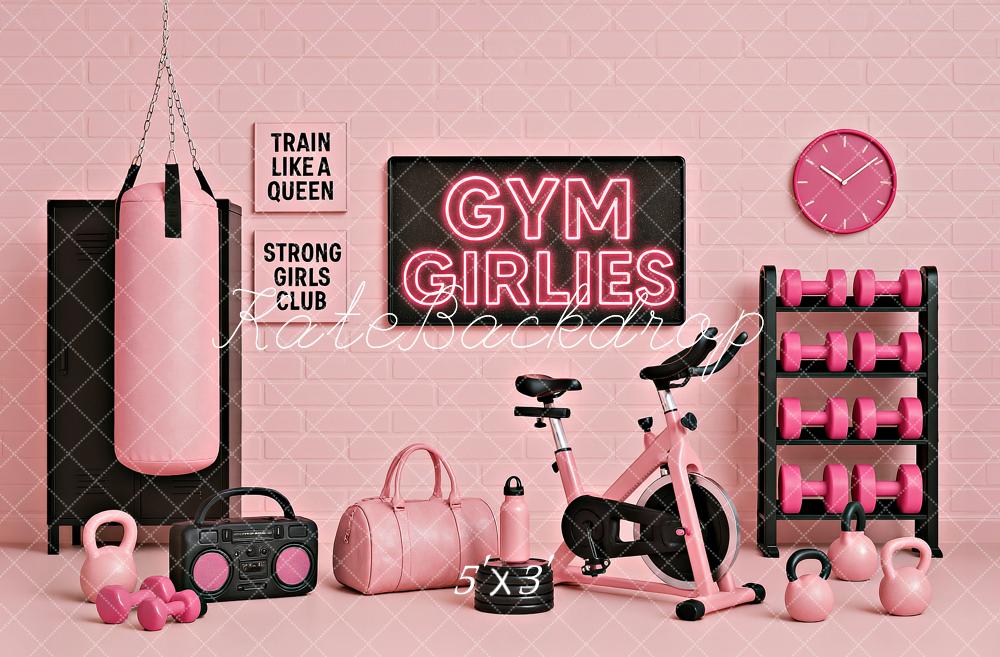 Kate Anniversaire Rose Salle de Gym Toile de fond conçu par Ashley Paul - Kate Backdrop FR