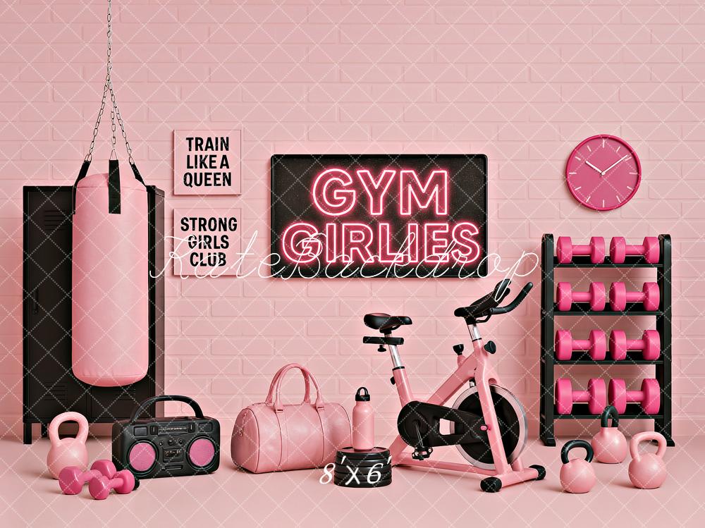 Kate Anniversaire Rose Salle de Gym Toile de fond conçu par Ashley Paul - Kate Backdrop FR