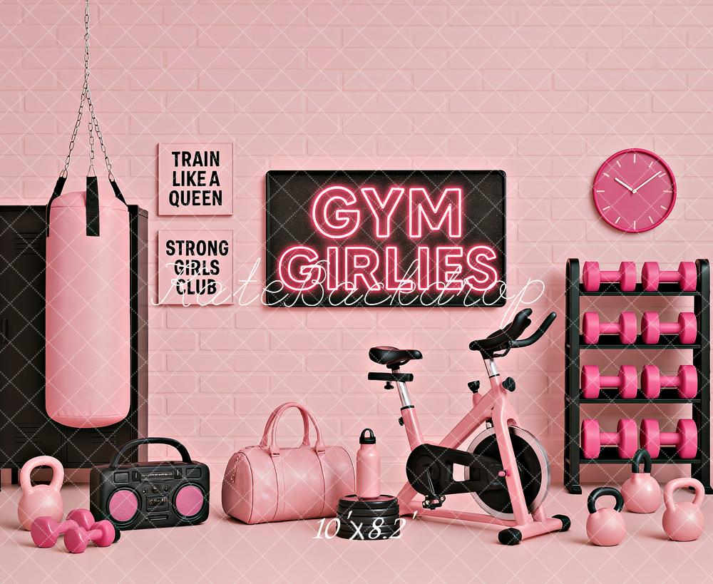 Kate Anniversaire Rose Salle de Gym Toile de fond conçu par Ashley Paul - Kate Backdrop FR
