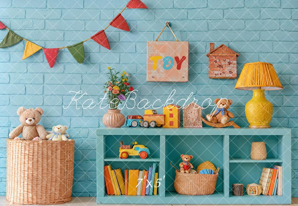 Kate Enfant Chambre Étagère à Jouets Bleu Toile de fond conçue par Emetselch - Kate Backdrop FR