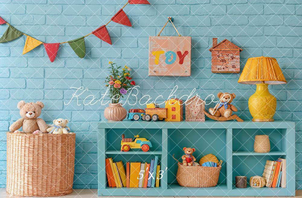 Kate Enfant Chambre Étagère à Jouets Bleu Toile de fond conçue par Emetselch - Kate Backdrop FR