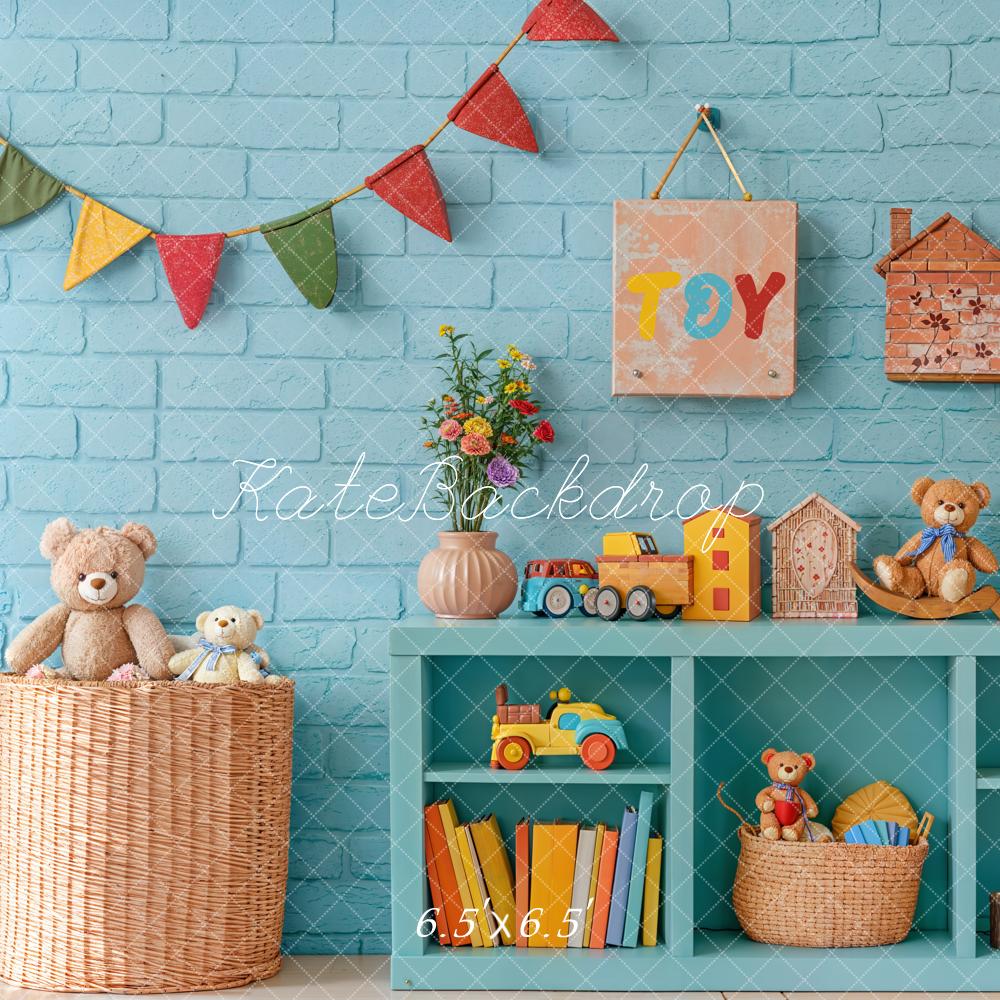 Kate Enfant Chambre Étagère à Jouets Bleu Toile de fond conçue par Emetselch - Kate Backdrop FR