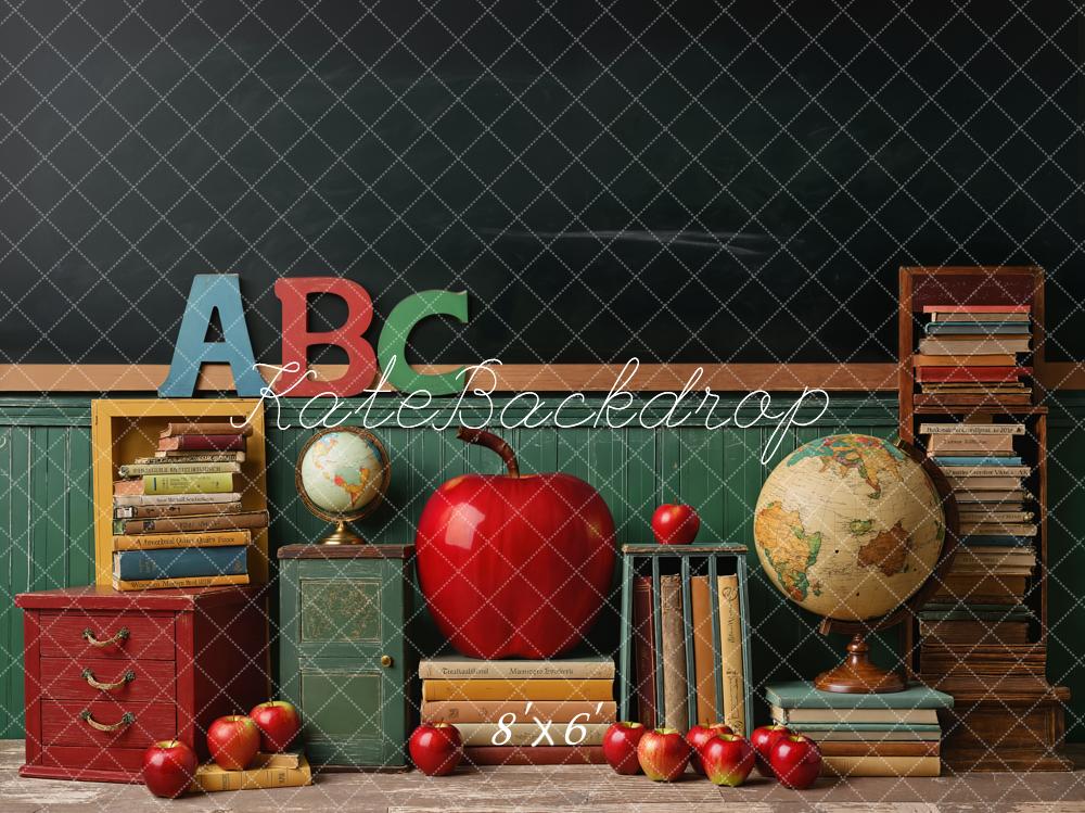 Kate Scolaire Salle de classe Globe Tableau noir Toile de fond conçue par Emetselch - Kate Backdrop FR