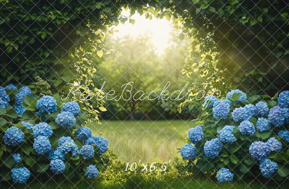 Kate Été Forêt Hortensias bleus Jardin Toile de fond conçue par Emetselch