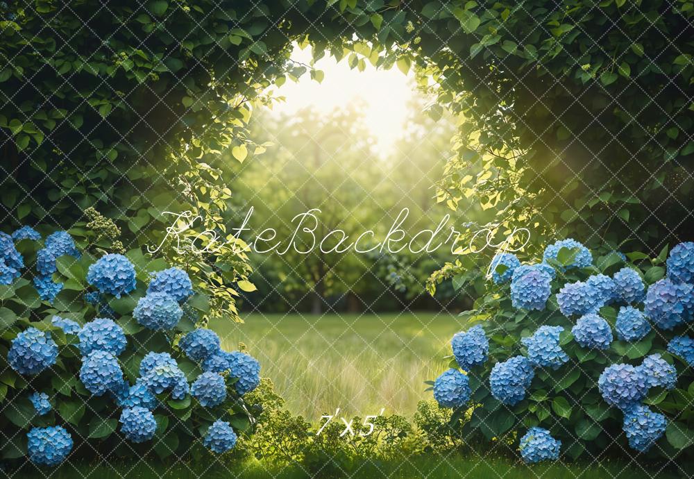 Kate Été Forêt Hortensias bleus Jardin Toile de fond conçue par Emetselch