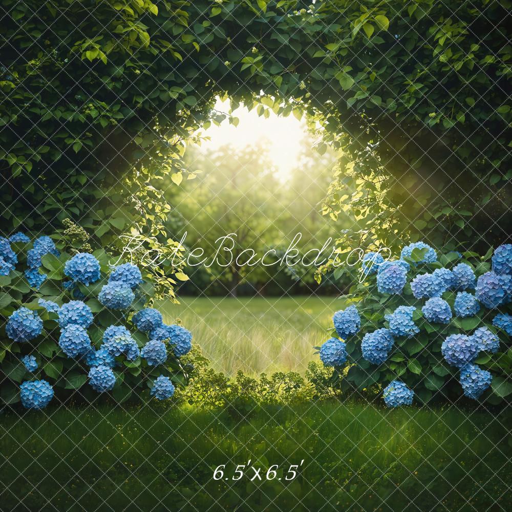 Kate Été Forêt Hortensias bleus Jardin Toile de fond conçue par Emetselch