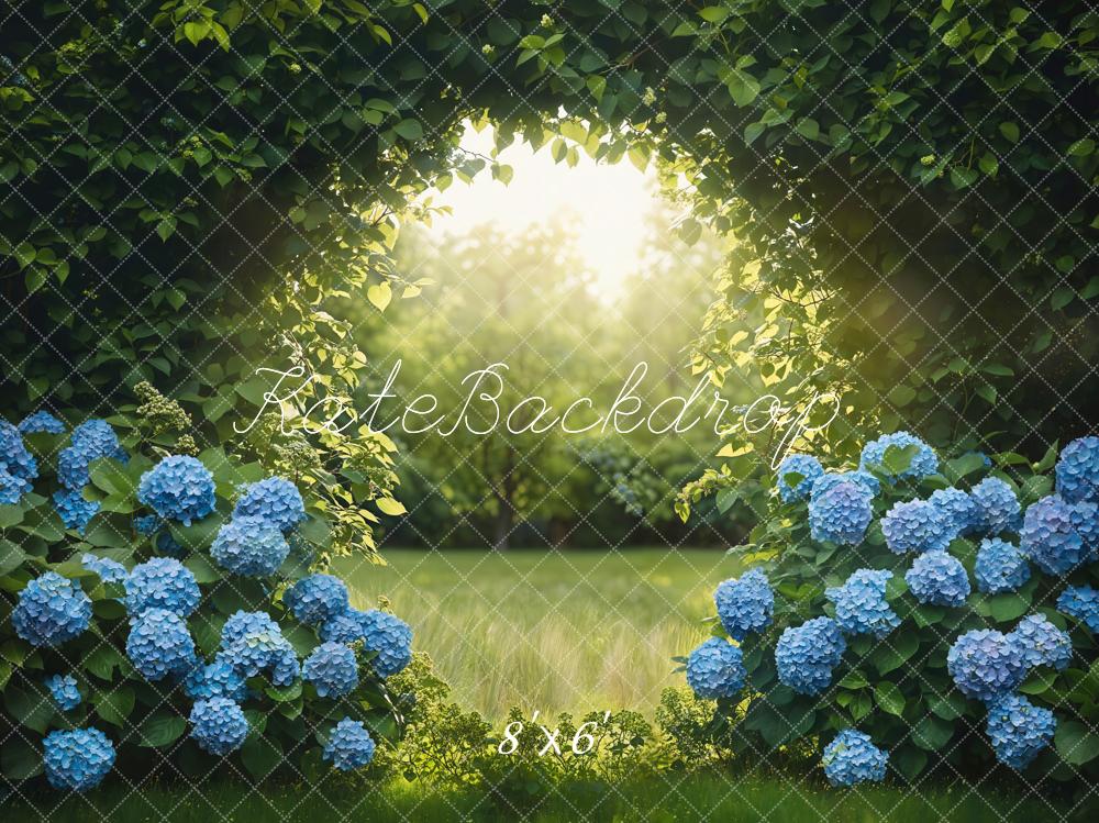 Kate Été Forêt Hortensias bleus Jardin Toile de fond conçue par Emetselch