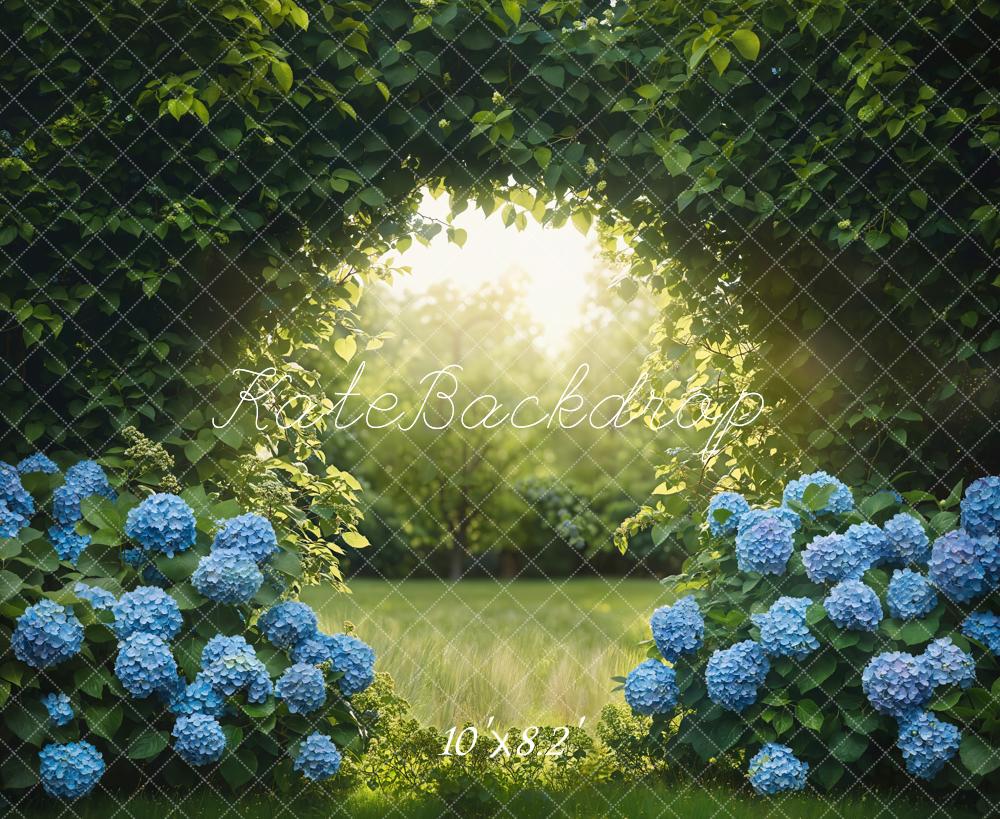 Kate Été Forêt Hortensias bleus Jardin Toile de fond conçue par Emetselch