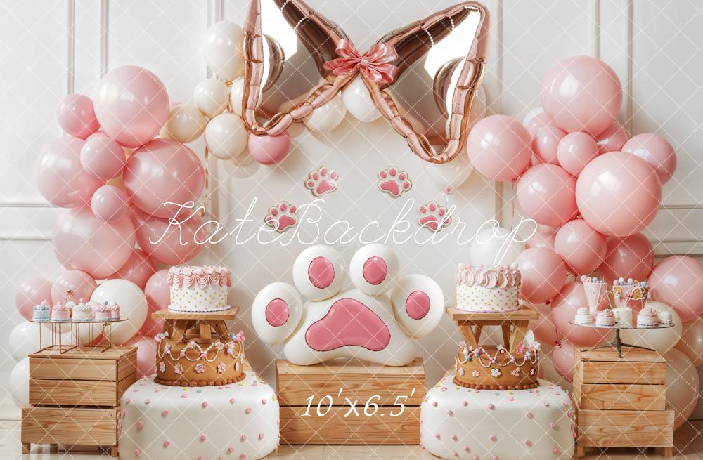 Kate Pattes Nœud Ballon Gâteau Rose Toile de fond conçue par Emetselch - Kate Backdrop FR