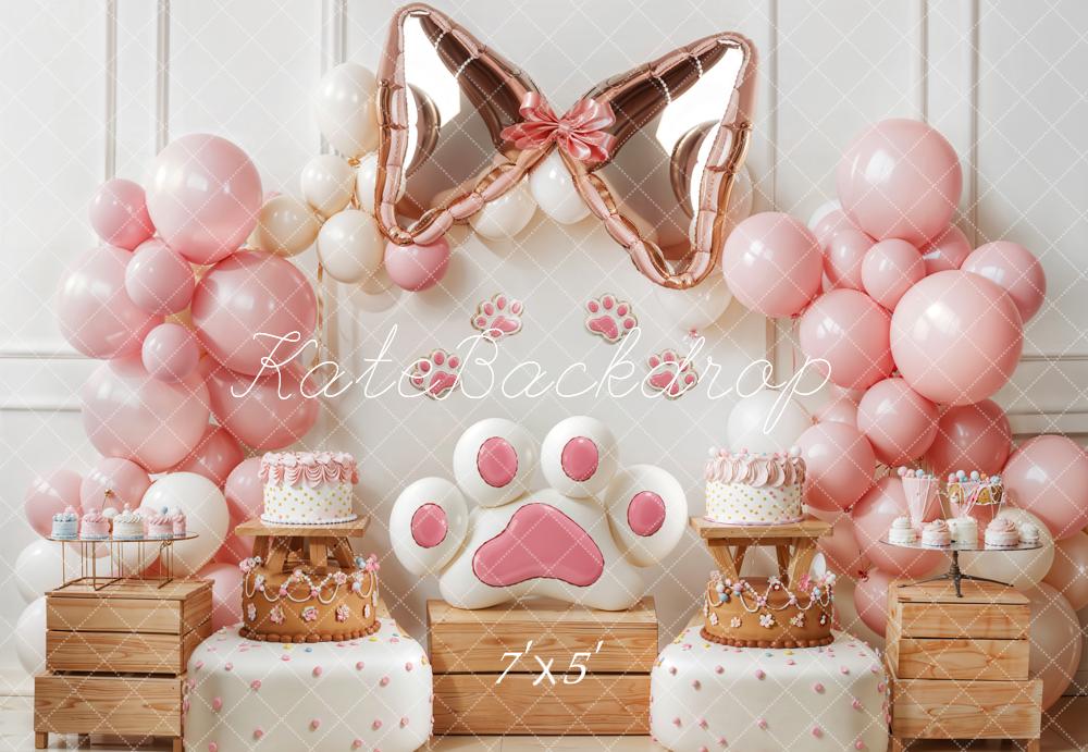 Kate Pattes Nœud Ballon Gâteau Rose Toile de fond conçue par Emetselch - Kate Backdrop FR