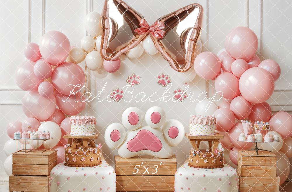 Kate Pattes Nœud Ballon Gâteau Rose Toile de fond conçue par Emetselch - Kate Backdrop FR