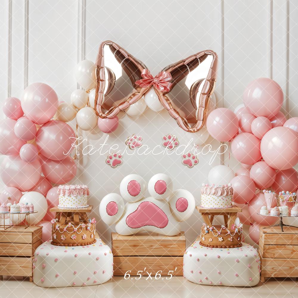 Kate Pattes Nœud Ballon Gâteau Rose Toile de fond conçue par Emetselch - Kate Backdrop FR