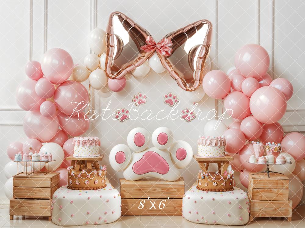 Kate Pattes Nœud Ballon Gâteau Rose Toile de fond conçue par Emetselch - Kate Backdrop FR
